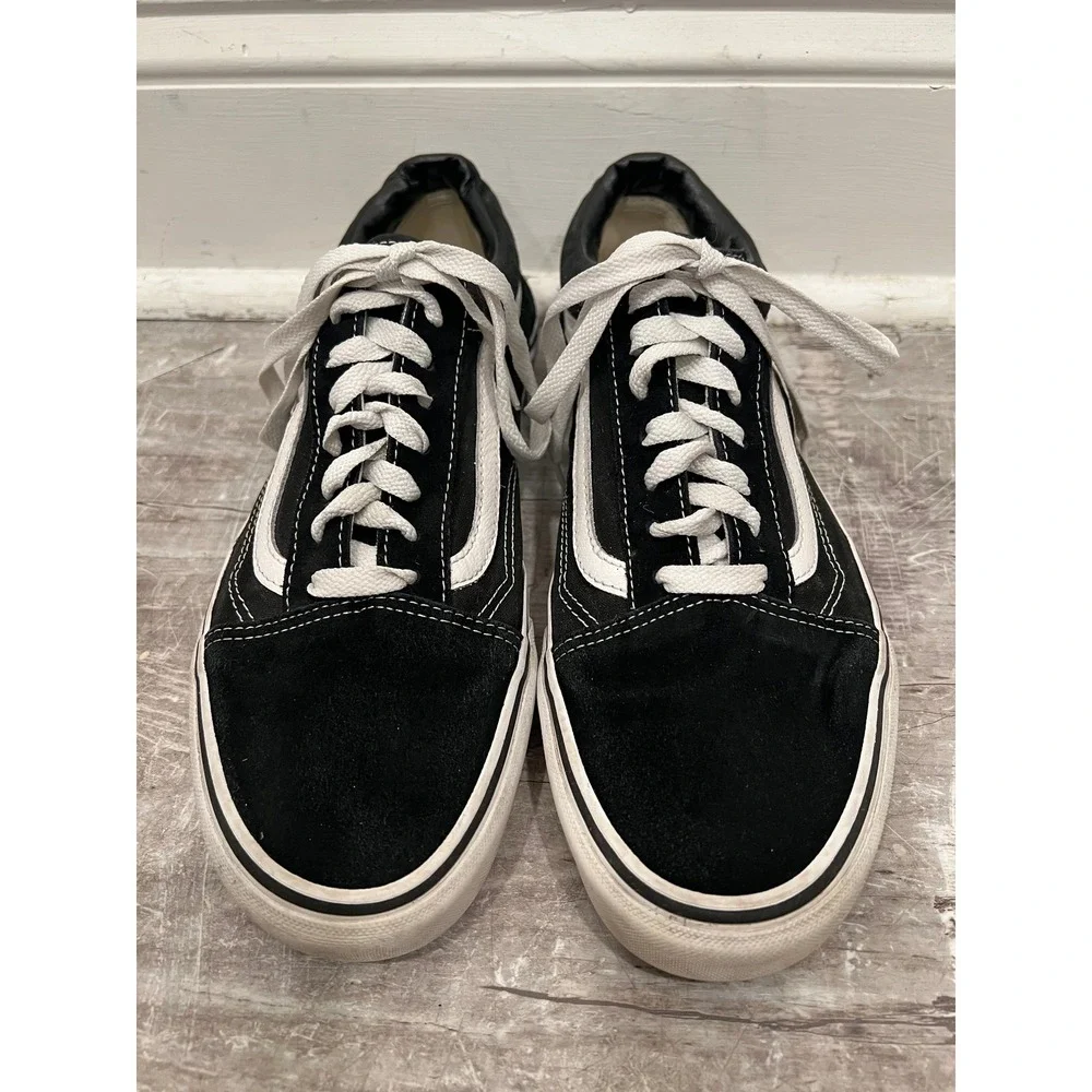 Vans Old Skool Men's 11 Black White Canvas Suede Low Top Skate Sneakers 507452